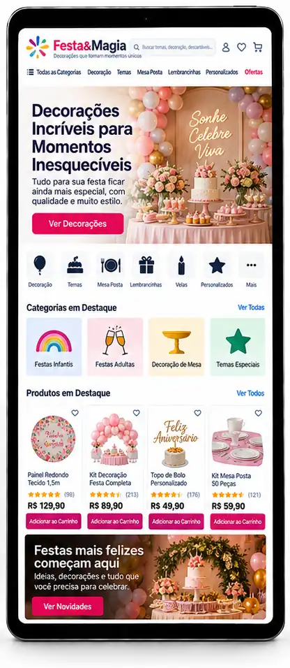 Criação de site para Loja de Festas Infantis