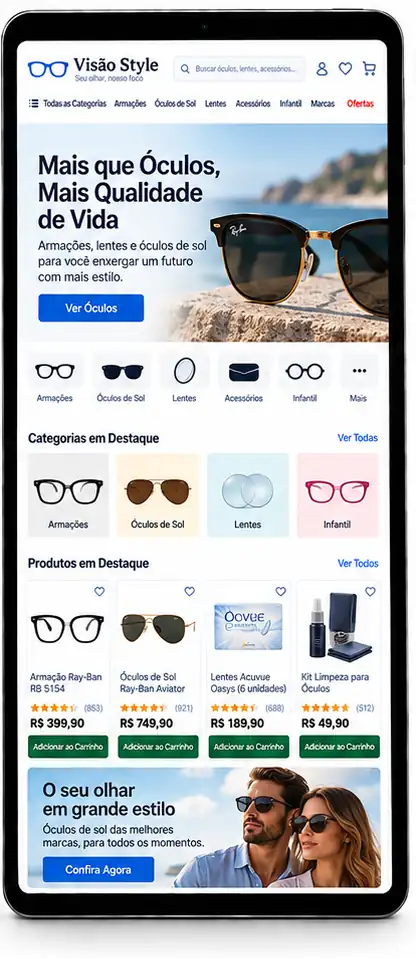 Criação de site para Loja de Óculos de Sol