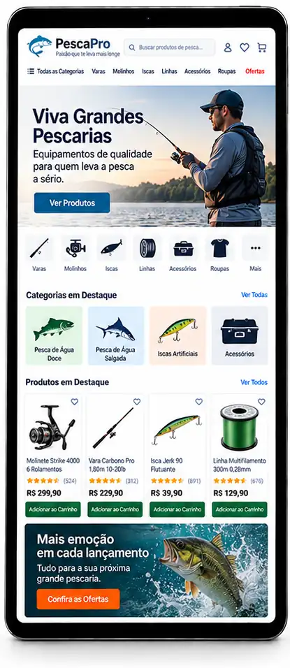 Suporte para site de loja de camping