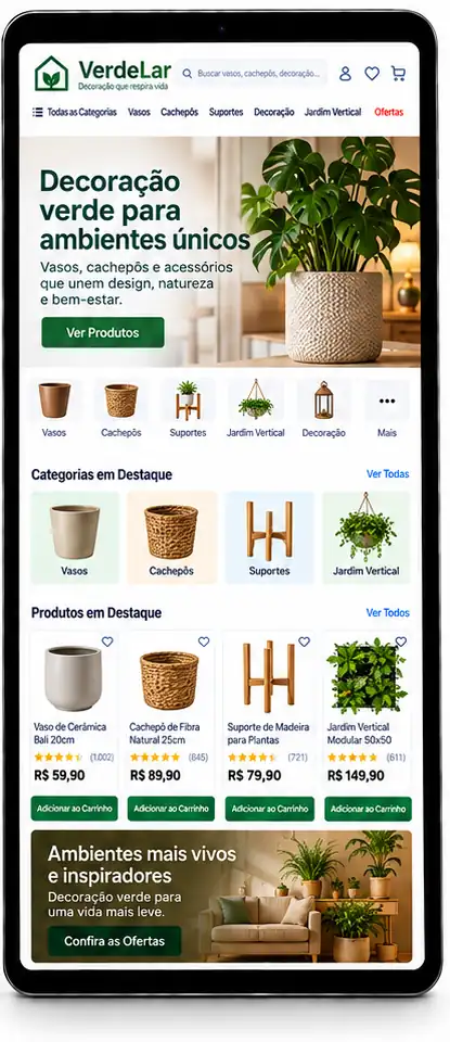 Criação de site para Loja de Vasos e Decoração