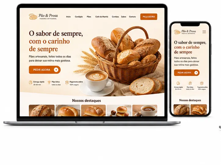 Criação de site para Padaria Artesanal