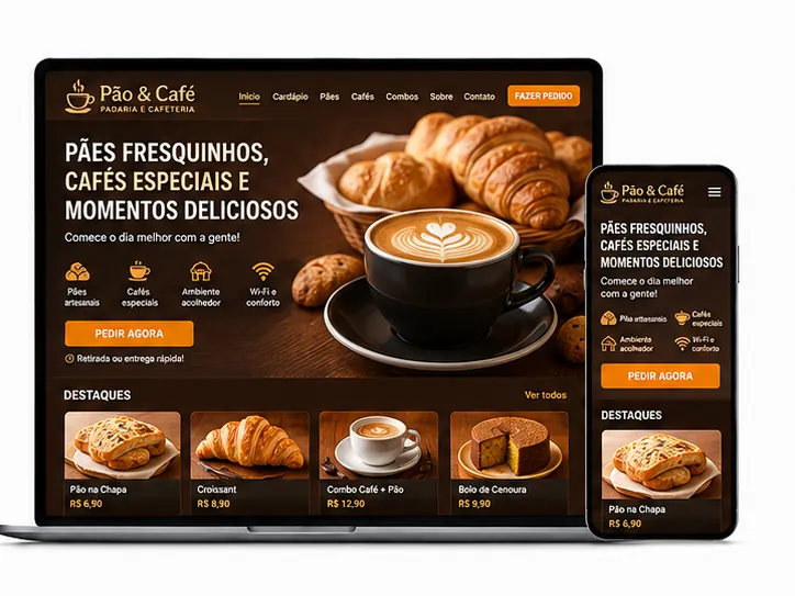 Criação de site para Padaria e Café