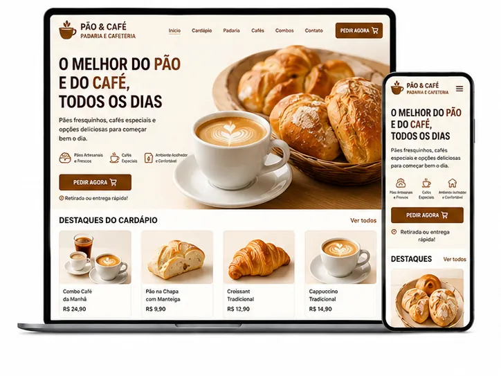 Criação de site para Padaria e Cafeteria