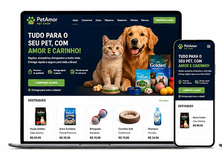Criação de site para Pet Shop e Produtos para Animais