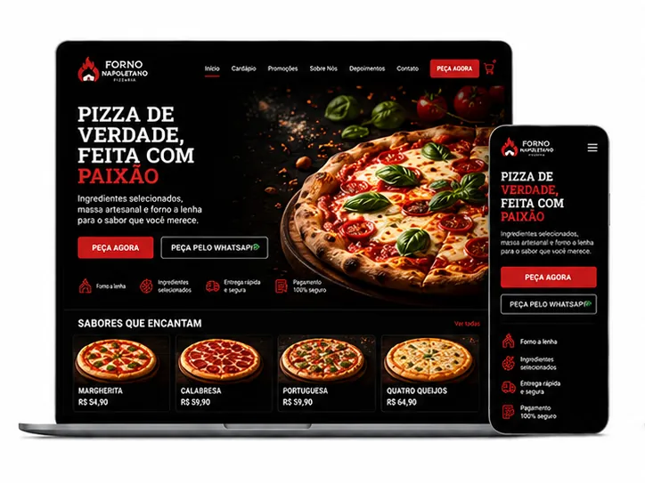 Criação de site para Pizzaria Artesanal Delivery