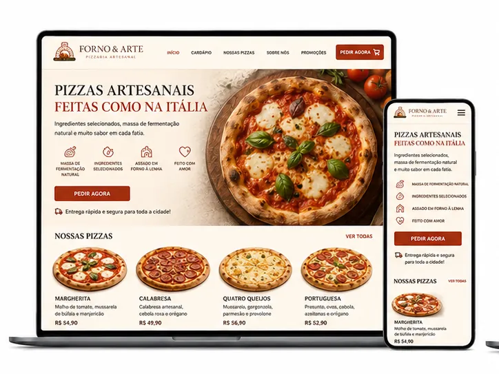 Criação de site para Pizzaria Artesanal Italiana