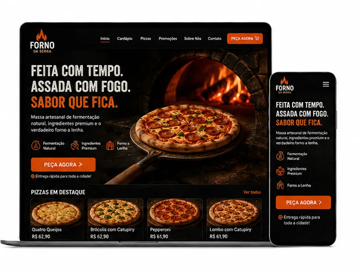 Criação de site para Pizzaria Artesanal no Forno