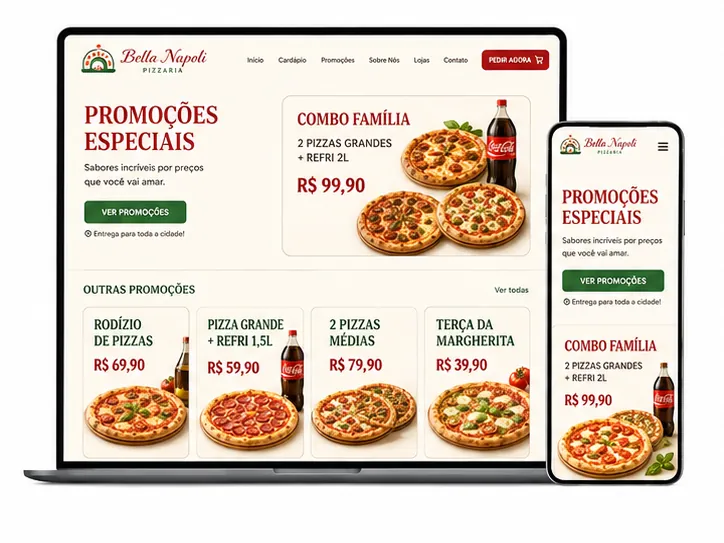 Criação de site para Pizzaria com Combo Família