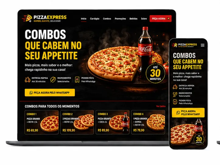 Criação de site para Pizzaria com Combos Delivery