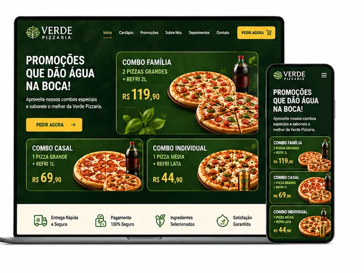 Criação de site para Pizzaria com Combos Econômicos