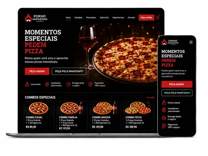 Criação de site para Pizzaria com Combos Especiais