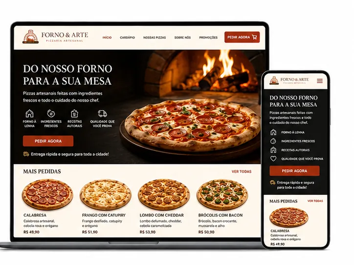 Criação de site para Pizzaria com Forno a Lenha