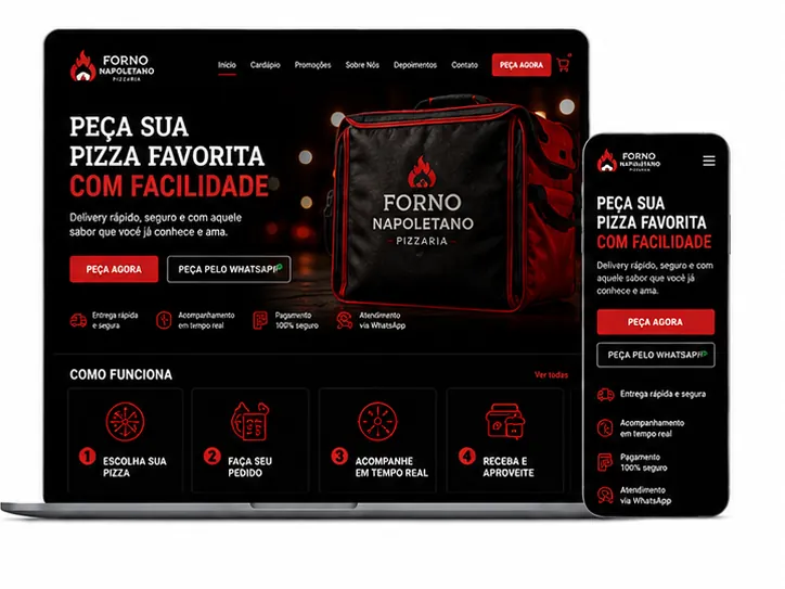 Criação de site para Pizzaria com Forno Napolitano