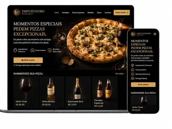 Criação de site para Pizzaria com Harmonização de Vinhos