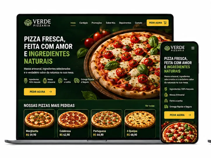 Criação de site para Pizzaria com Ingredientes Naturais