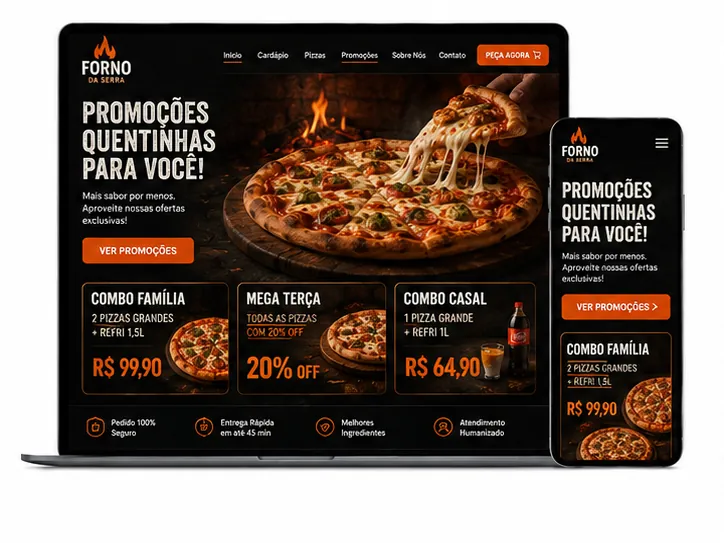 Criação de site para Pizzaria com Promoções