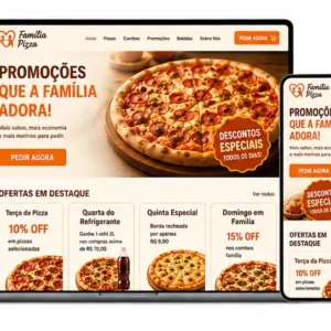Criação de site para Pizzaria com Promoções Familiares