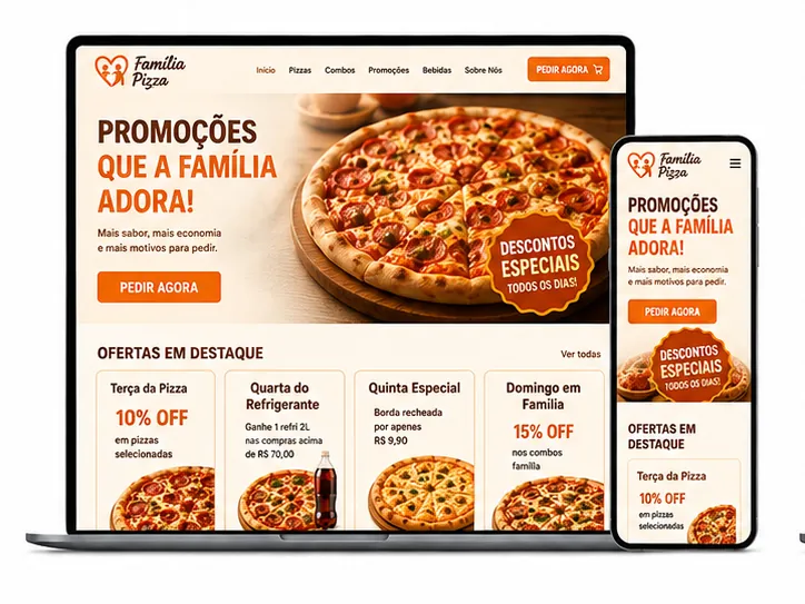 Criação de site para Pizzaria com Promoções Familiares