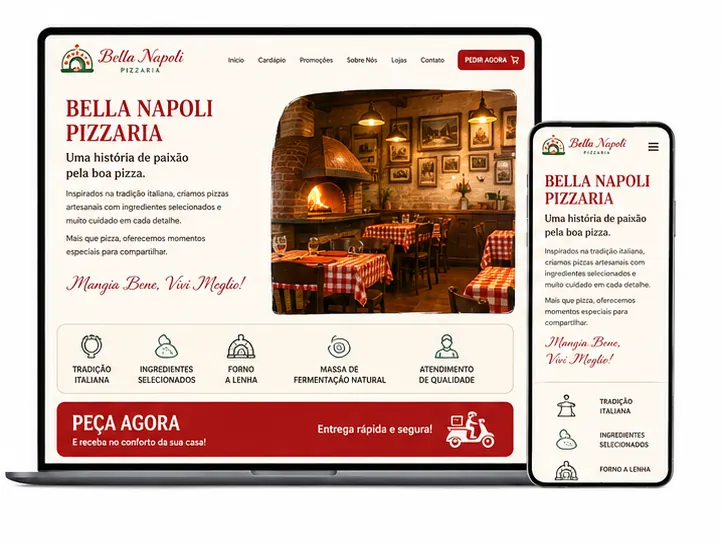 Criação de site para Pizzaria com Salão e Delivery