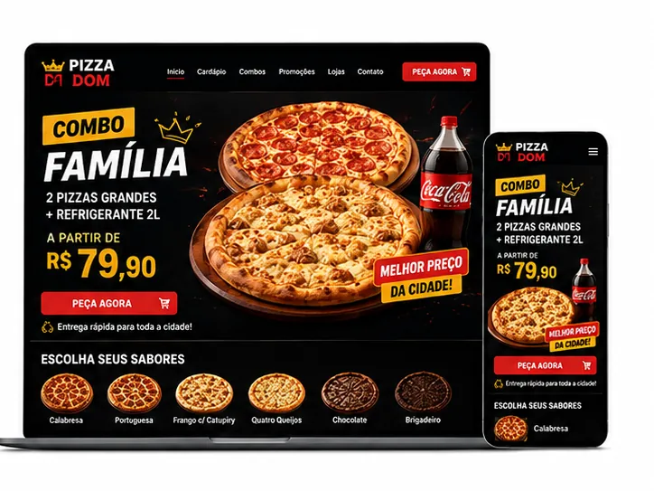 Criação de site para Pizzaria Combo Família