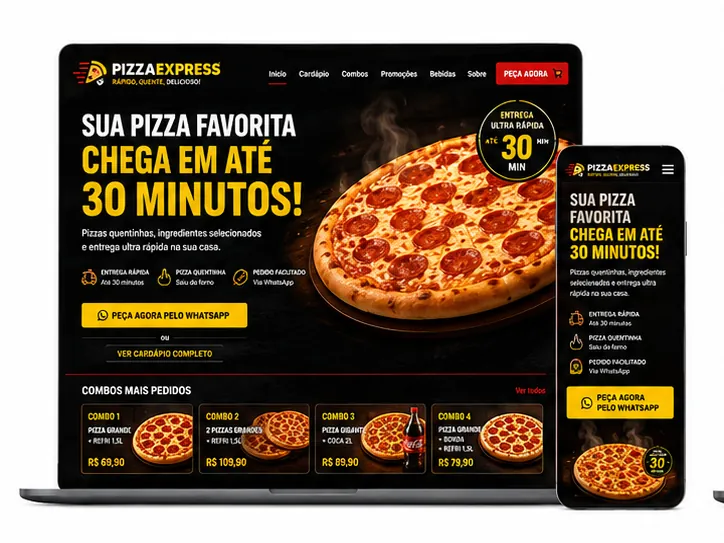 Criação de site para Pizzaria Delivery 30 Minutos