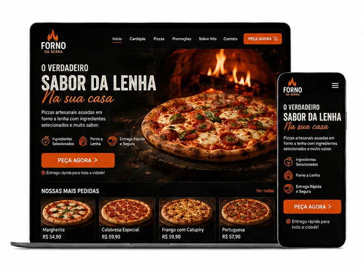 Criação de site para Pizzaria Forno a Lenha