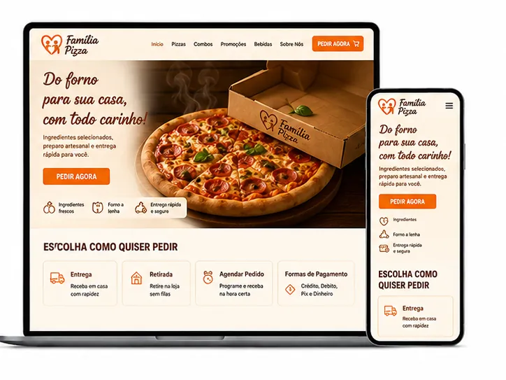 Criação de site para Pizzaria Forno Artesanal