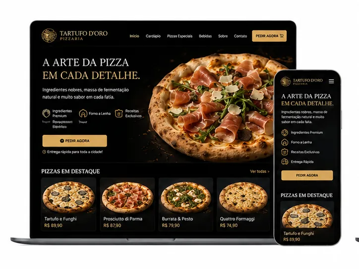 Criação de site para Pizzaria Gourmet Delivery