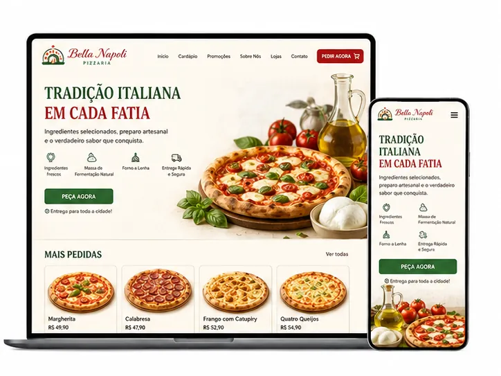 Criação de site para Pizzaria Italiana Tradicional