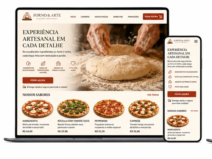 Criação de site para Pizzaria Massa Artesanal