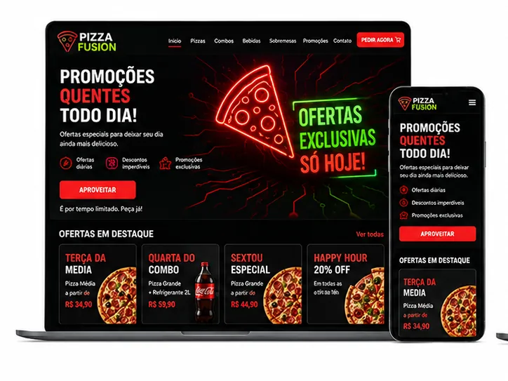 Criação de site para Pizzaria Ofertas e Promoções