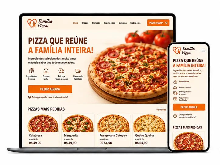 Criação de site para Pizzaria para Família