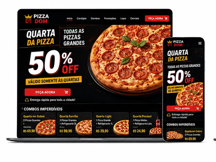 Criação de site para Pizzaria Promoção do Dia