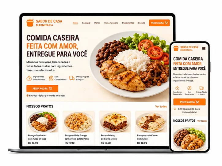 Criação de site para Restaurante de Marmitas