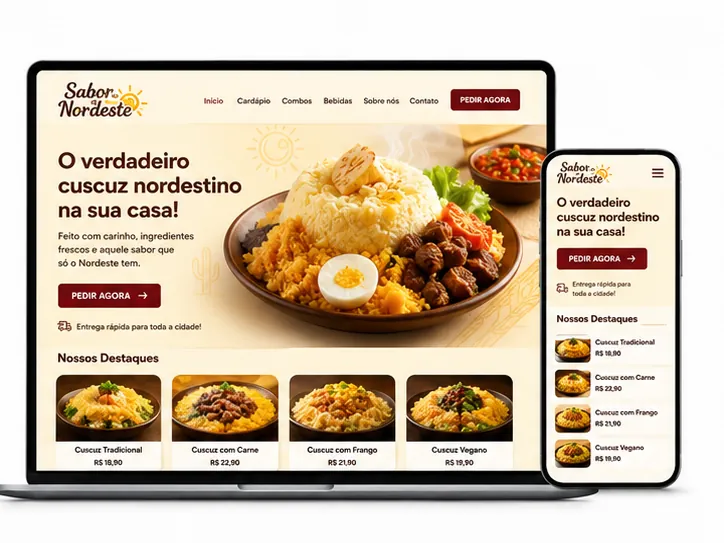 Criação de site para Restaurante Nordestino e Cuscuz