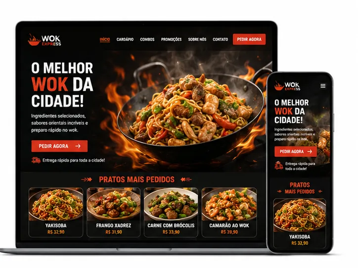 Criação de site para Restaurante Oriental Wok