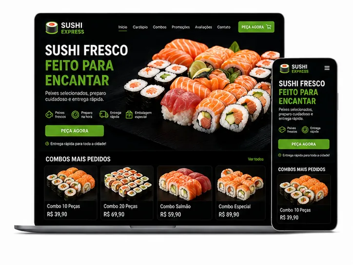 Criação de site para Sushi e Temakeria Delivery