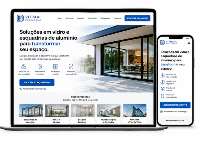 Criação de site para Vidraçaria e Esquadrias